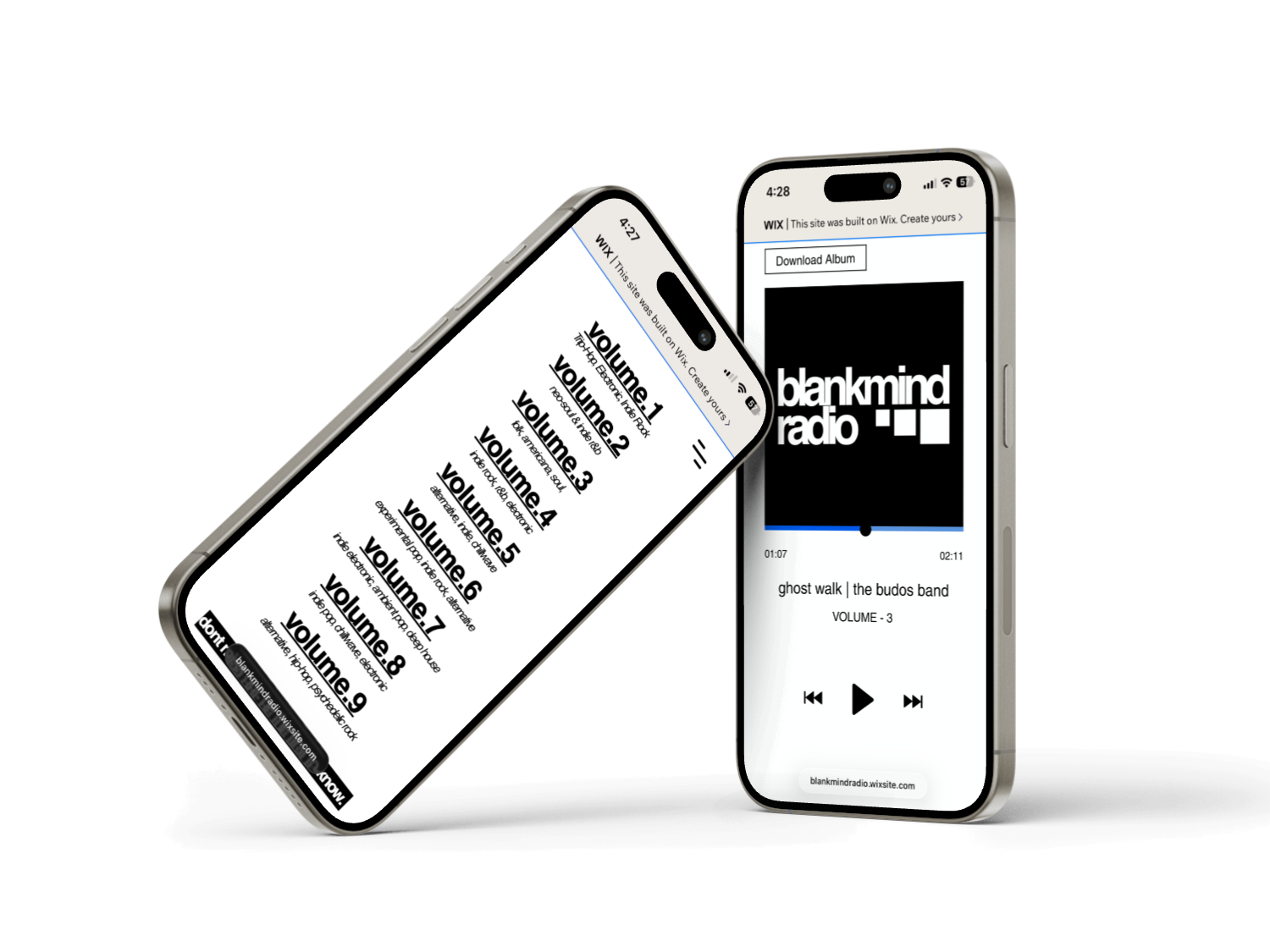 Blankmind Radio v1 mobile view