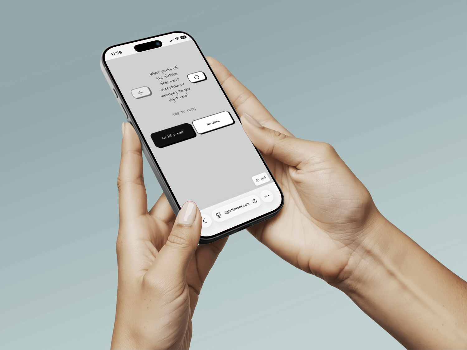 Hand holding iPhone